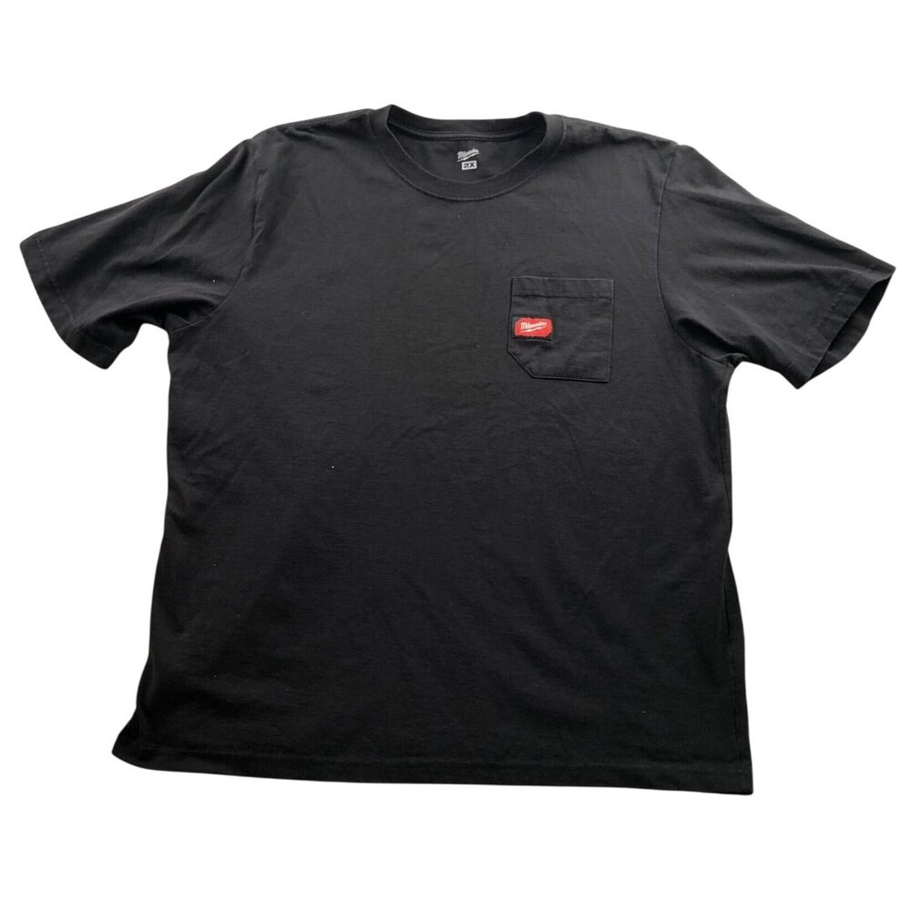 Milwaukee Mens T-Shirt Size 2X Black Classic Short Sleeve Casual Pocket Tee